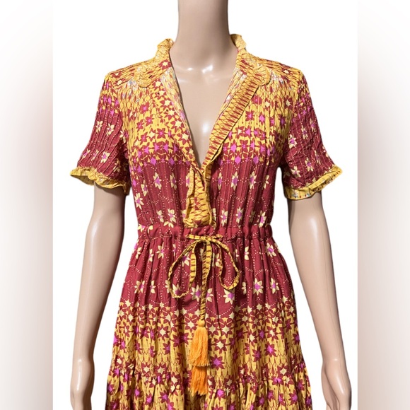 Free People Rare Feelings XS Maxi Dress Goldenrod Orange Peasant Prairi… - Picture 11 of 16
